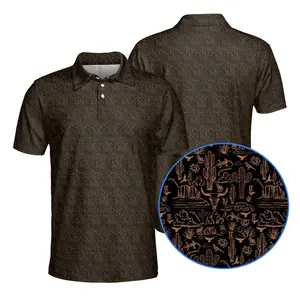 Men’s Black Desert Golf Polo Shirt – Minimalist Luxury Design, Lightweight Breathable Performance Golf Apparel