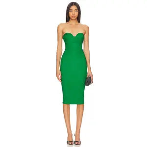 MORE TO COME Sophia Strapless Midi Dress in Kelly Green