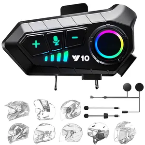 Y10 Motorcycle Helmet Headphones Stereo Bluetooth-compatible Hands-Free Calling, Ipx6 Waterproof Long Battery Life, Touch Controls, Environment Light