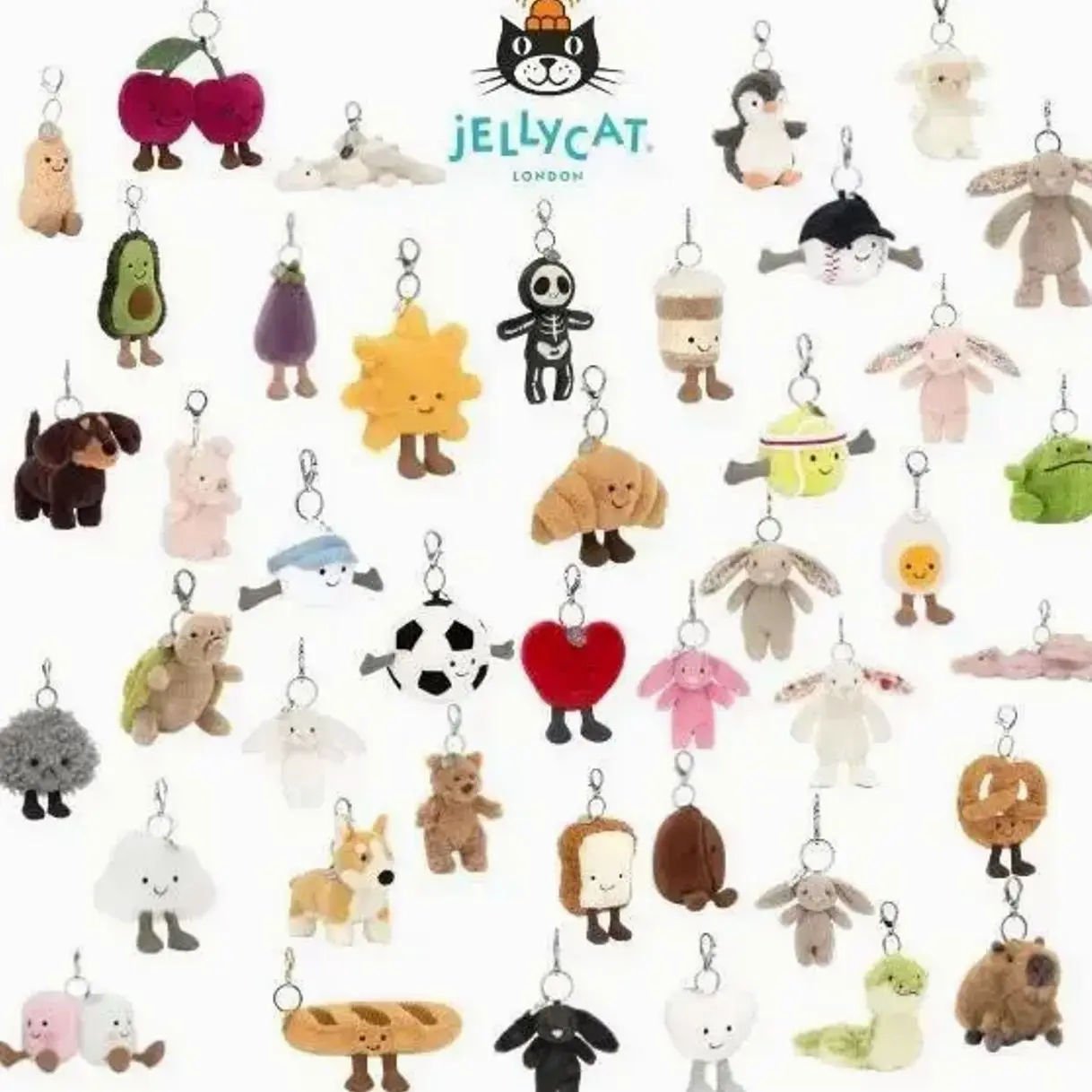 Jellycat Bunny Dragon Plush Keychain Set - Aesthetic Fluffy Bag Charm, Pendant Decor for Backpack, Car Keys