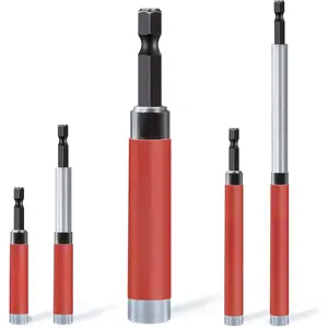 5 count Drive Guide with Self Retracting Sleeve, Mixed Length  Drill Bit Tip Holder for  Screws Shaking When Driving