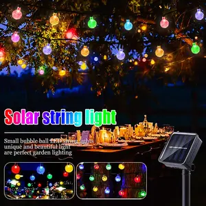 【OSIDEN】 Solar Bubble String Lights, Outdoor Waterproof Crystal Ball Light Strip, 8 Lighting Modes, Garden, Camping, Party Christmas Wedding Prom Birthday Decoration