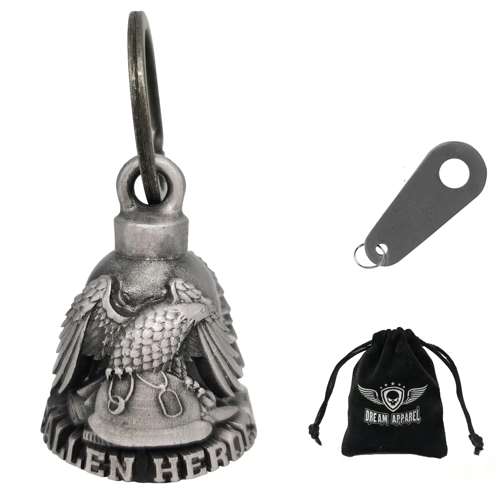 Dream Apparel Christmas/Halloween Bell,Gremlin/Guardian bell,Motorcycle Bell/Motorcycle Key Chain for Bikers Women Men W/Hanger,Biker Bell for Riders,Good Luck Riding Bell Spirit Bell Moto Accessories