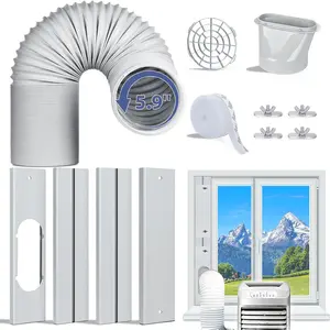 Portable Air Conditioner Window Kit,Seamless Portable AC Window Vent Kit with 5.9" Universal Exhaust Hose Adapter,Adjustable Window Seal Plates for Sliding Window Aircon Accessories