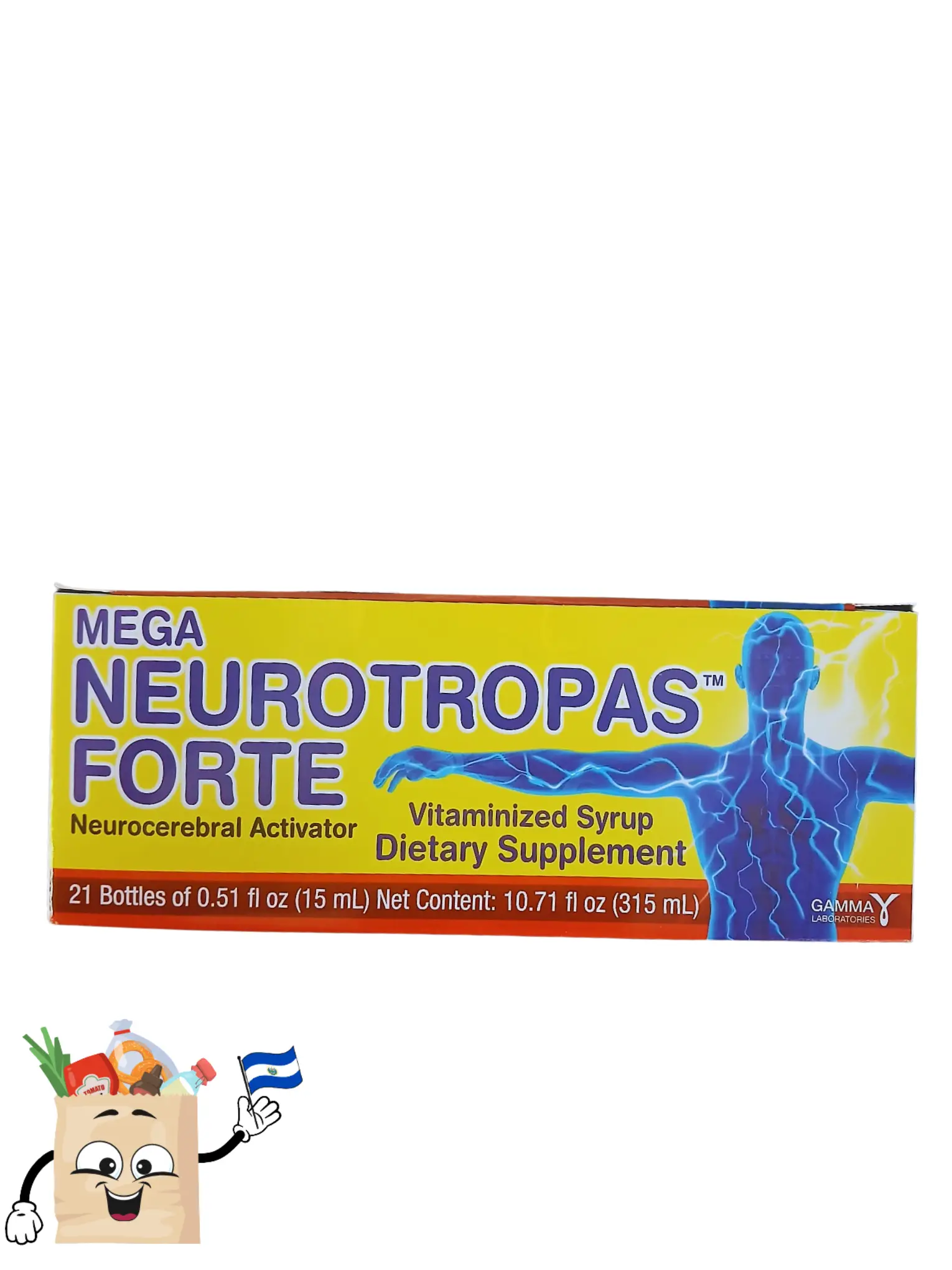 MEGA NEUROTROPAS FORTE Neurocerebral Activator Vitaminized Syrup Dietary Supplement 21 Bottles of 0.51 fl oz Each 10.71 fl oz Total