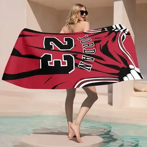 Jordan #23 Retro Jersey Beach Towel, Modern Soft Microfiber Outdoor Beach Towel, Suitable for Pool, Camping, Travel, Outdoor Sports Towel, Yoga, Swimming, and Fitness