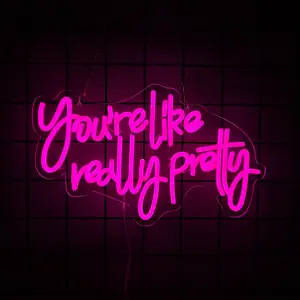 You're Like Really Pretty Neon Sign,Led Sign,Pink Led Neon Light for Wall Decor,Neon Signs for Wall Decor,Light Sign for Wedding,USB Neon Sign for Bedroom,Home Decor