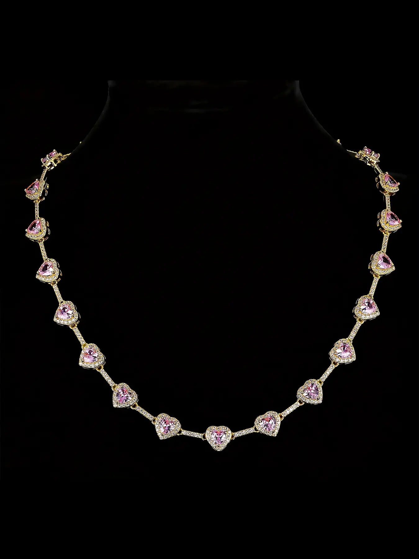 ICED CHICS 10mm Pink heart-shaped Zircon necklace, hip-hop Zircon necklace, the best gift for mom, Mother's Day, Valentine's Day, date
