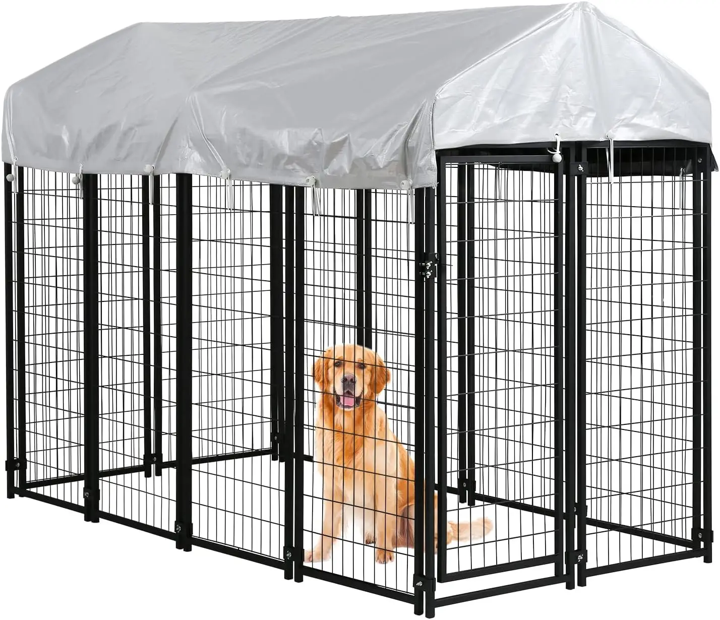 Dog Kennel Outdoor for Large Dog Heavy Duty Fence Cage Metal Welded Wire Dog Pen with UV-Resistant Waterproof Roof puppy playpen Pet Supplies