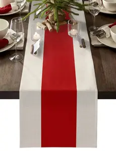 Linen Table Runner – Red Stripe Wedding & Holiday Decor