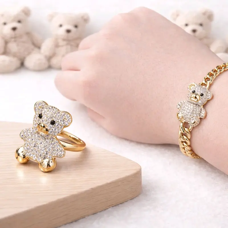 NO SET Anillo de oso. Pulsera de oso..Son artículos separados . Laminado de alta calidad