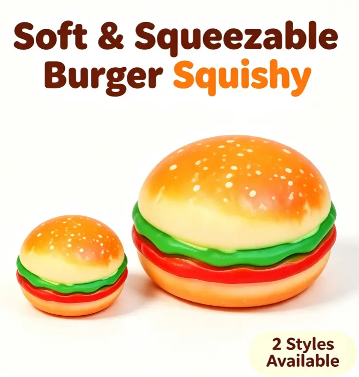 Soft Squeezable Hamburger Stress Relief Toy, Realistic Hamburger Fidget Squeeze Toy, Creative Food‑Shaped Slow Rebound Squishy Anxiety Relief Vent Toy
