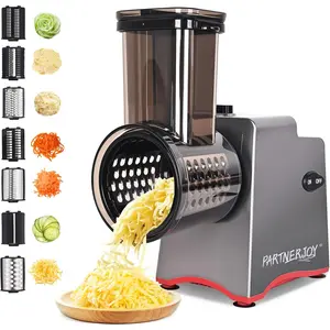 250W 7-in-1 Electric Cheese Grater, Professional Salad Maker, Vegetable Slicer/Shredder, Electric Food Grater Machine with widened feeding port for block cheese, vegetables, and fruits