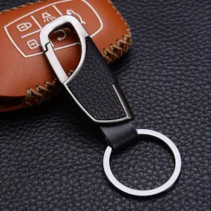 Men'S Car Keychain Creative Simple And Fashionable Door Lock Keyring Waist Hanging Metal Keychain Faux Leather Keychain Car Key Gift