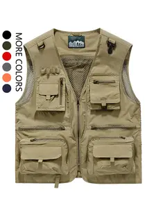 Men's Multi-pocket Gilet, Casual Breathable Sleeveless Zip Up Gilet for Outdoor Hiking Camping Travel, Fashion Men's Clothes for Summer