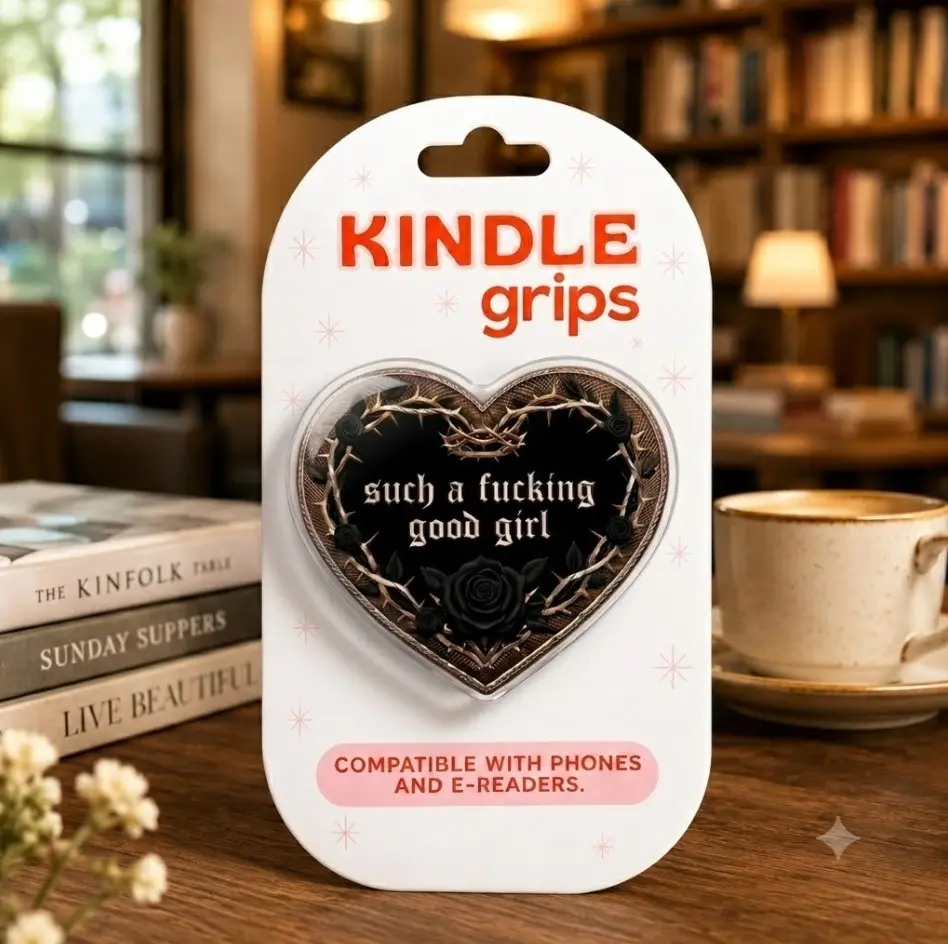 Dark Romance Good Girl Phone Grip, Gothic Heart Rose Kindle Grip, MagSafe Phone Grip Stand, Book Lover Holder Grip, Spicy Reader Gift