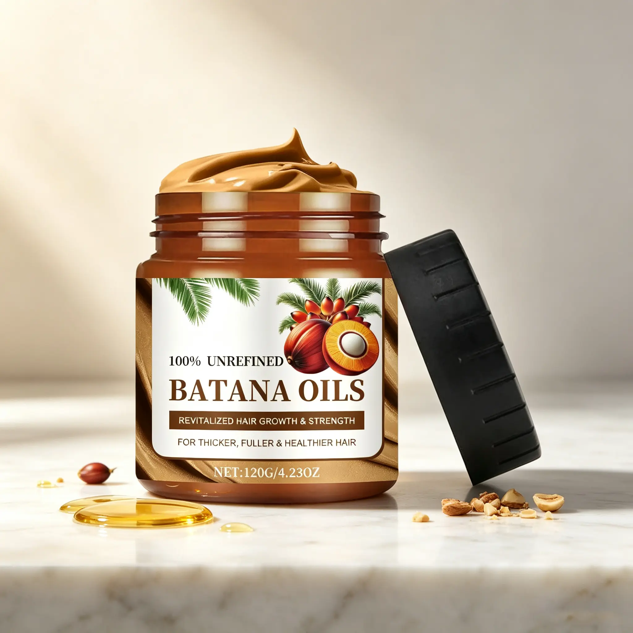 Batana Hair Balm, Nourishing Hair Care Balm with Batana, Castor & Olive Oils, Moisturizing Hair Conditioner for Soft, Smooth & Shiny Hair