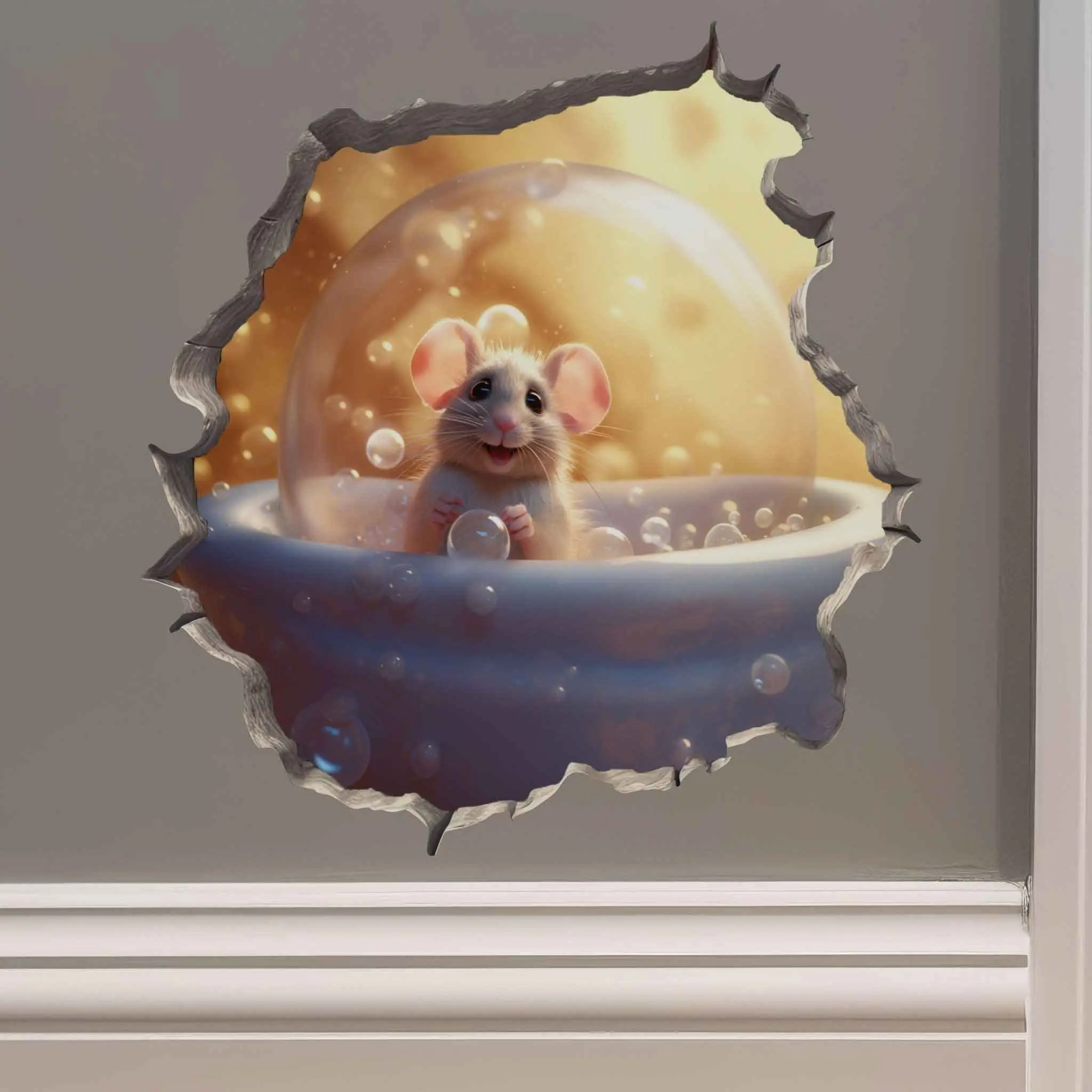 Bubble Bath Mouse Hole Decal