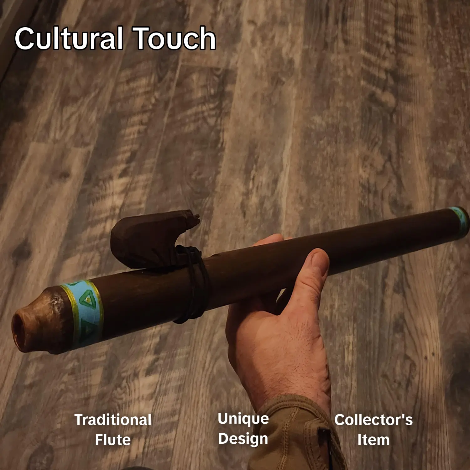 Native Bear Flute with Tribal Paint Job Authentic Handcrafted Musical Instrument Cultural Touch Traditional Unique Design Collector's Item