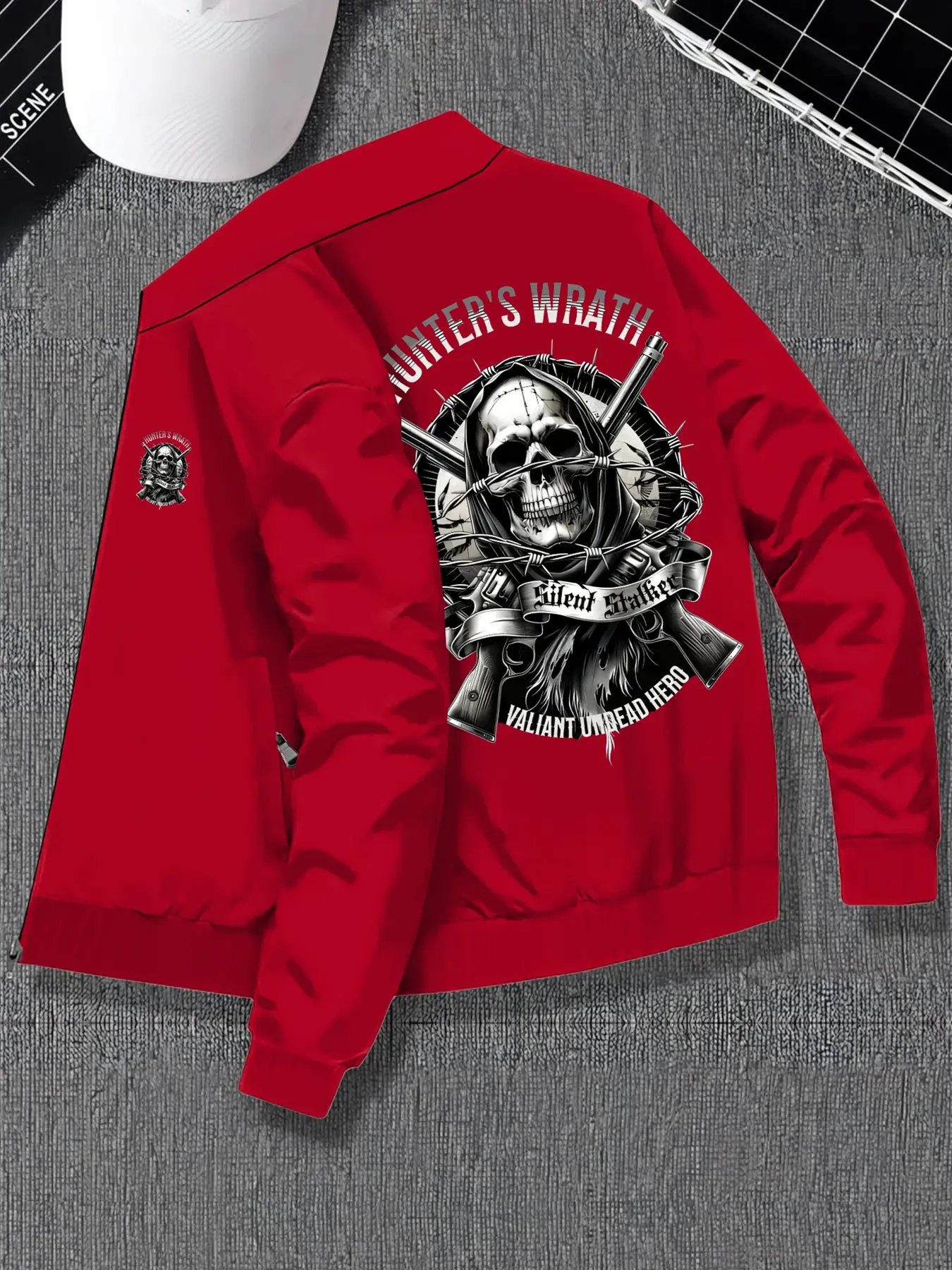 Men's Trendy Skull Letter Pattern Jacket, Comfortable Fashion Outerwear for Fall & Winter, Casual Long Sleeve Fitted Coat, Menswear