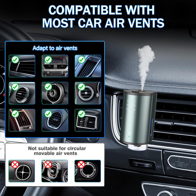 Smart Car Air Freshener with Three Adjustable Concentration Scent Levels, Portable Waterless Car Diffuser Air Freshener Car Aromatherapy Diffuser,  3*10ML Natural Perfume