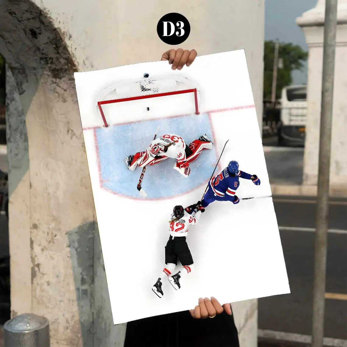 Team USA Hockey Goalie Save Poster, Olympic Championship Action Wall Art Print