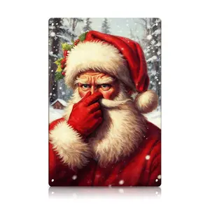 20*30cm / 8*12in Funny Santa Nose Pinch Metal Sign – Retro Christmas Decorations for Home, Bathroom & Bar| Humorous Holiday Wall Art| Christmas Decor & Christmas Gift Ideas