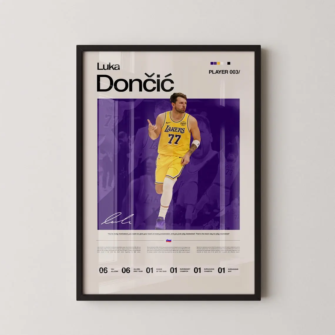 Luka Doncic Lakers Poster, LA Lakers #77 Basketball Wall Art, NBA Basketball Print, Luka Doncic Gift Decor