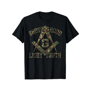 Brotherhood Light Truth Mason Masonic Camo Freemason T-Shirt Reading T-Shirt 100 Pure Cotton Gift For Men Women Dad Mom And Friends  Fashionable Round Neck Top, Menswear Streetwear Tshirt Casual Tropical Crewneck