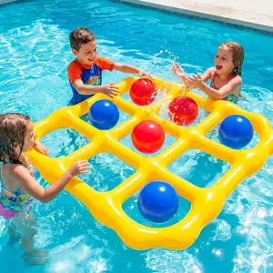Summer Spring Gift Tic-Tac-Toe Pool Toys Game Set, Giant Inflatable Floating Board Set with 10 Balls, Pool Toys Party Game for Kids Adults Teens, Summer Water Party Backyard Beach Yard Field Day Outdoor Activities