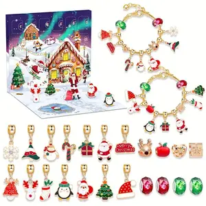 2026 Christmas Countdown Jewelry Making Kit, 24 Days DIY Craft Set, Holiday Bead Gift, Festive Style Accessories, Perfect Xmas Present