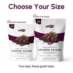 Snackathon 52% Dark Chocolate Covered Raisins, Resealable Bag, Sweet Dried Raisins Coated in Rich Dark Chocolate, Indulgent Chocolate Candy for Snacking & Gifting