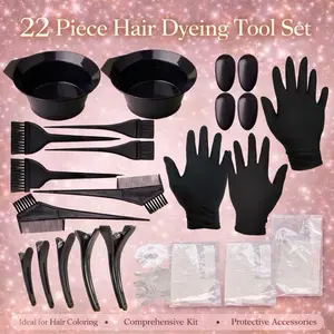Hair Dyeing Tools Set Home Salon Hair Dyeing Brush Hair Dyeing Cream Bowl Coloring Brush Comb Earcap Clips Dyeing Cape Kits