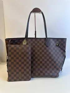 Pre-owned Louis Vuitton canvas Tote Bags neverfull mm size damier red capacity with pouch 【BF 12Z】