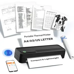 Portable Wireless A4 Thermal Printer, Inkless Home Office Error Correction Printer, Supports Phone Computer Multi-Size Paper Types