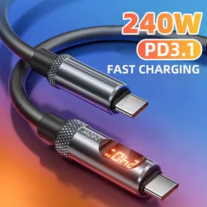 240W Type-C to Type-C Fast Charging Data Cable, PD 3.1 480Mbps Data Transfer Cable, USB-C to USB-C Cable for Laptop, TV, Cellphone, iPhone 16 Pro Max, Macbook Pro, Fast Charging Solution
