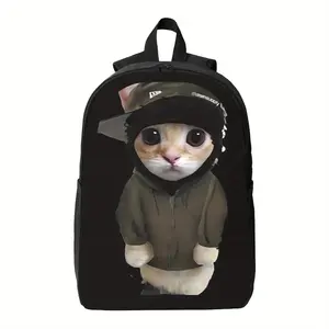 Rapper Yeat Kitty & Tonka Graphic 's & 's School Backpack - Large Capacity Durable Fabric, Cute Cat Print Design, Secure Zipper Closure for College, Travel, Daily Commute, Cute Backpacks for School, Comfortable Straps, for Teenager