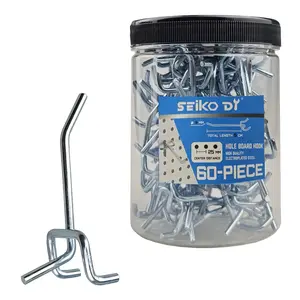 D ProTool Hub 60PC 2-inch & 4-inch Single-Hole Plate Hooks for 1-inch Hole Spacing - Ideal for Garages Warehouses Gardens