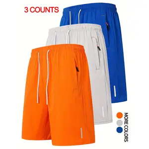 Men's Solid Color Zipper Pocket Shorts, Casual Comfy Breathable Athletic Shorts for Summer, Shorts for Men, Men's Bottoms for Daily Wear, Men Shorts, Jogging Shorts, Breathable Fitness Shorts, Summer Sports Shorts, Workout Shorts