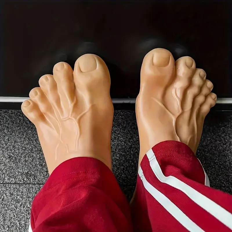 Funny Gag Prank Shoes with Realistic Toenails, Fake Feet, Humorous Comedy Slip-Ons for Halloween & April Fools' Day, Adult & Teenager Prank Gifts, Prank Props & Accessories