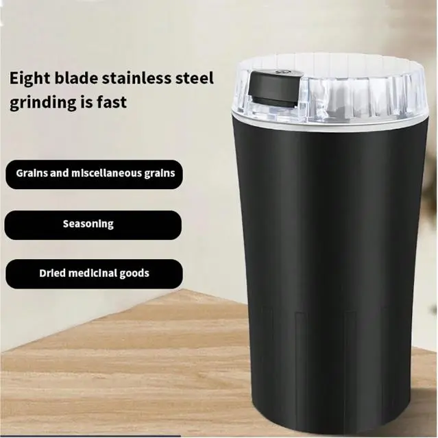 300W Plug-in Home Compact Mill, Black Pepper Grinder, Standard 110V Multi-purpose grinder with stainless steel blades for grinding coffee beans, spices, nuts, dried herbs and garlic, ideal for home and kitchen use