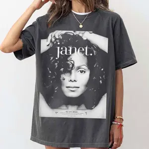 [Sale Up To 15% + Free Ship] Comfort Colors - Janet Jackson Vintage Style Sweatshirt, Retro 90s Bootleg Tee, Iconic Music Graphic Shirt, Vintage Pop Star Merch