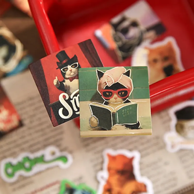 Cute Animal Art Photo Sticker Pack 30 Sheets Per Pack, Cat Life Photos DIY Decoration Gift for Office Phone Journaling