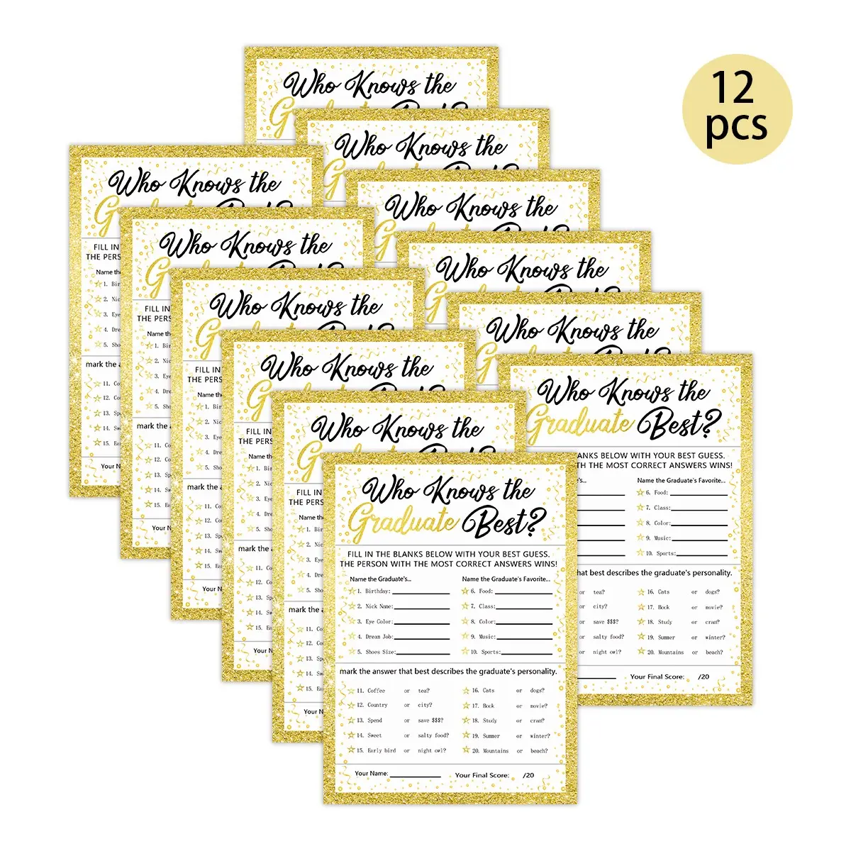 Graduation Party Game Cards Set, Fun Party Cards, Best Graduates Memory Card, Decorative Supplies for Graduation Celebrations, Perfect Gift Idea