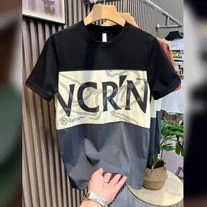 Summer New Men's Fashion Trend T-Shirt Patchwork Casual Top Trendy Brand Color Block Short Sleeve Tee Shirt