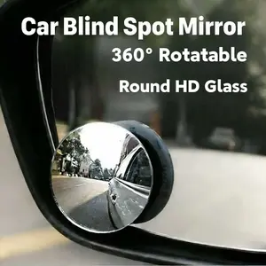 Waterproof Car Blind Spot Mirror,360° Rotatable,Round HD Glass,Convex Frameless,Easy to Install,Wide-angle Clear Rearview Mirror for Safe Driving and Parking