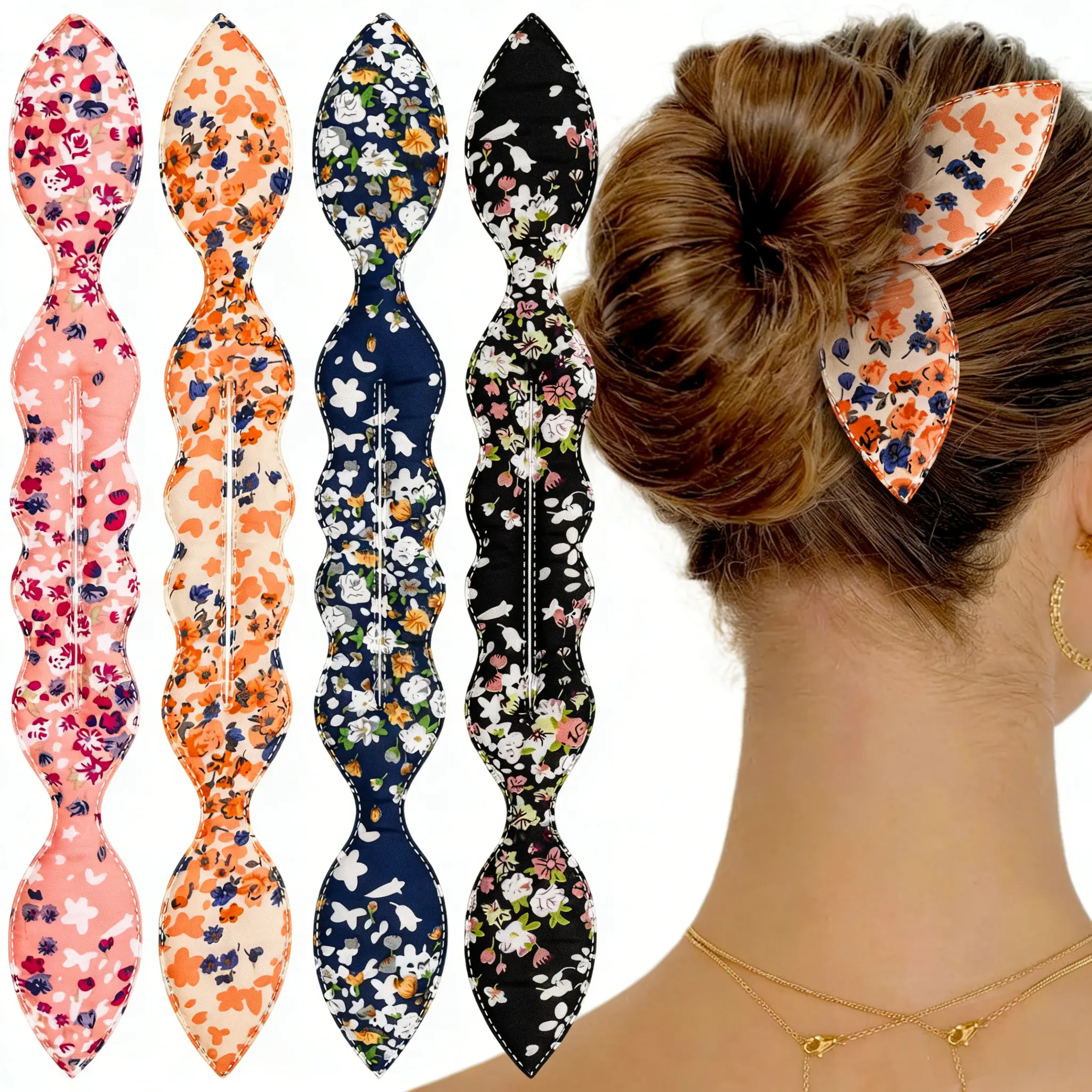 4pcs Deft Hair Bun Maker, Flexible Multicolor Deft Hair Disk Bun Makers for Women's Hair, Lazy Easy Hair Disk Twist for Women Girls Thick Tousle