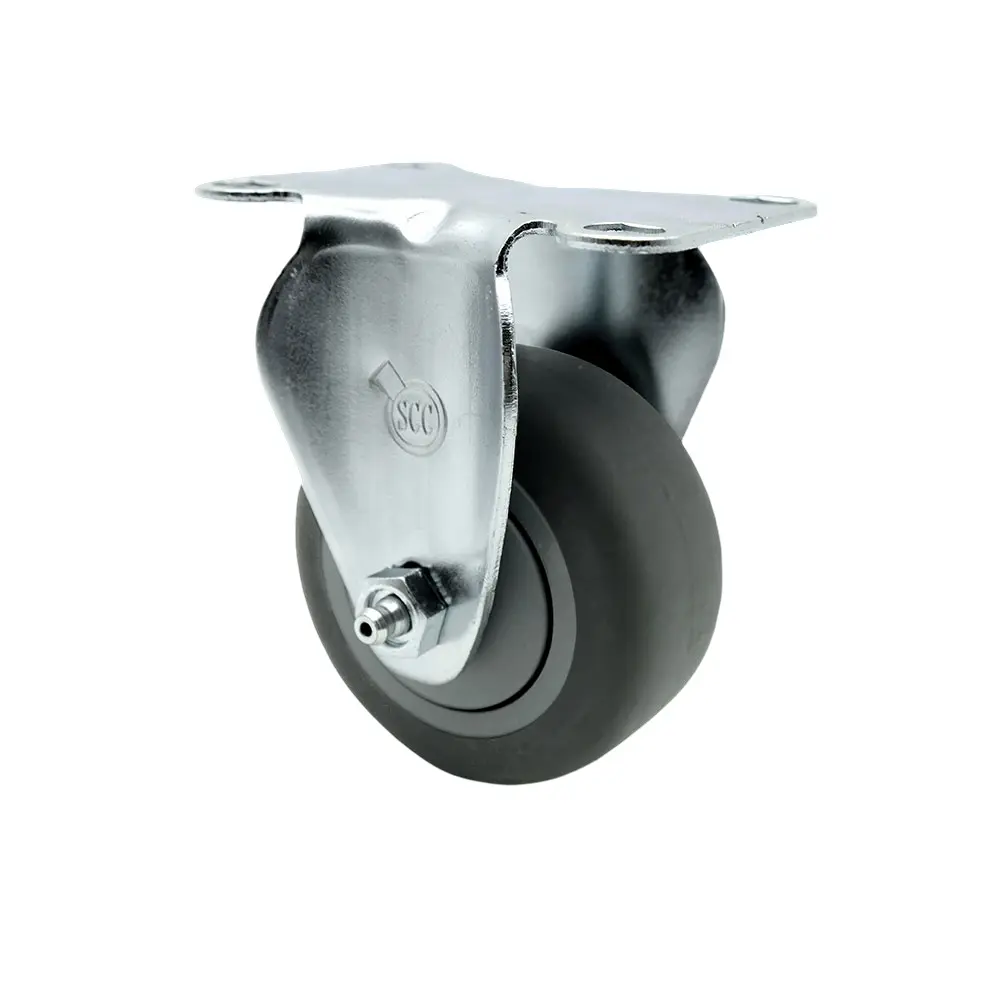 Service Caster SCC-20R3514-TPRB-TP3 Rigid Hardware Caster with Bolt Hole, 3.5 in. Wheel (Thermoplastic Rubber), 4 x 4.5 in. Top Mount Plate, Heavy Duty for Carts & Equipment (230 lbs Load Capacity), Furniture Moving Wheel