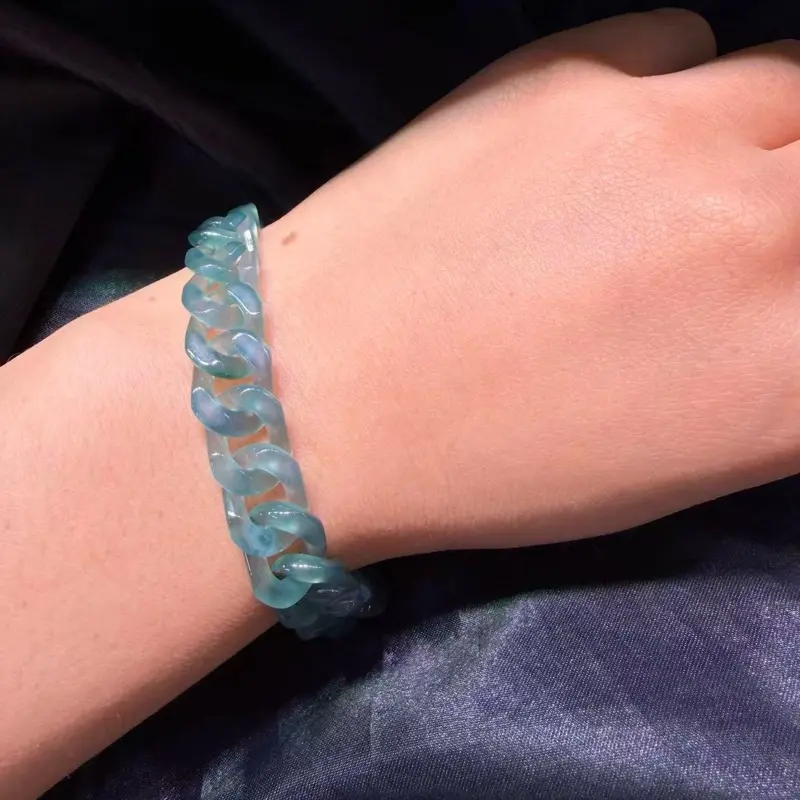 Natural Jadeite Cuban-link chain bracelet
