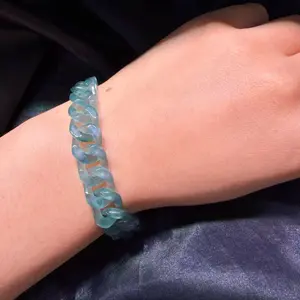 Natural Jadeite Cuban-link chain bracelet